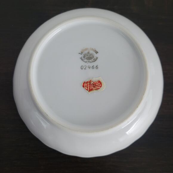 Lefton China Cardinal & Holly Scalloped Candy Dish Bowl 02966 Gold Rim Japan 5" - Picture 6 of 10